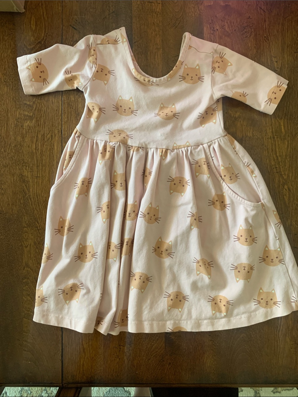 Hanna Andersson Light Pink Cat-Print Casual Dress